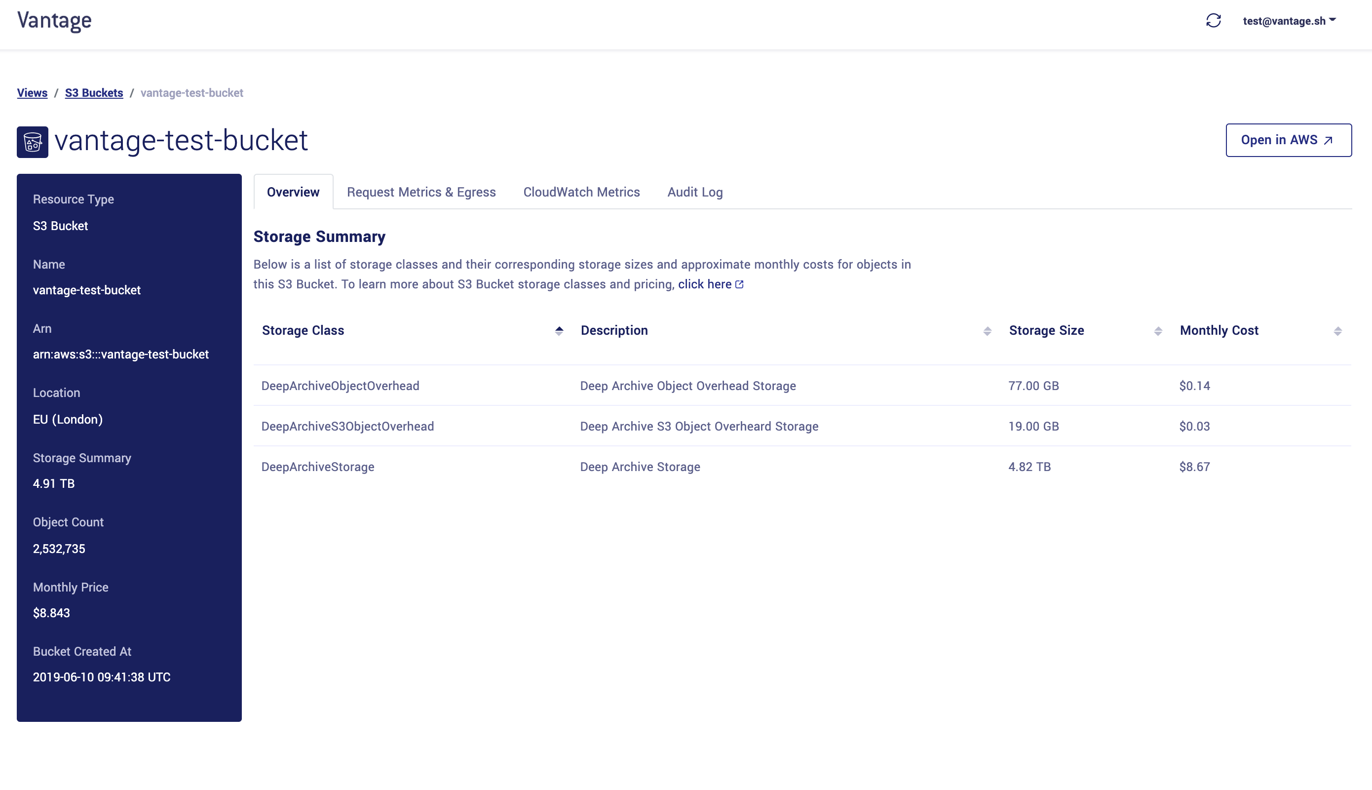 How to see S3 Bucket Storage Types and Storage Costs